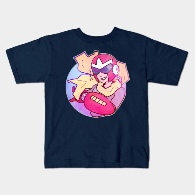 Vaporwave-Inspired Protoman Kids T-Shirt by bracedshark